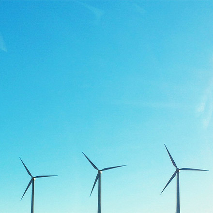 wind turbines in blue sky
